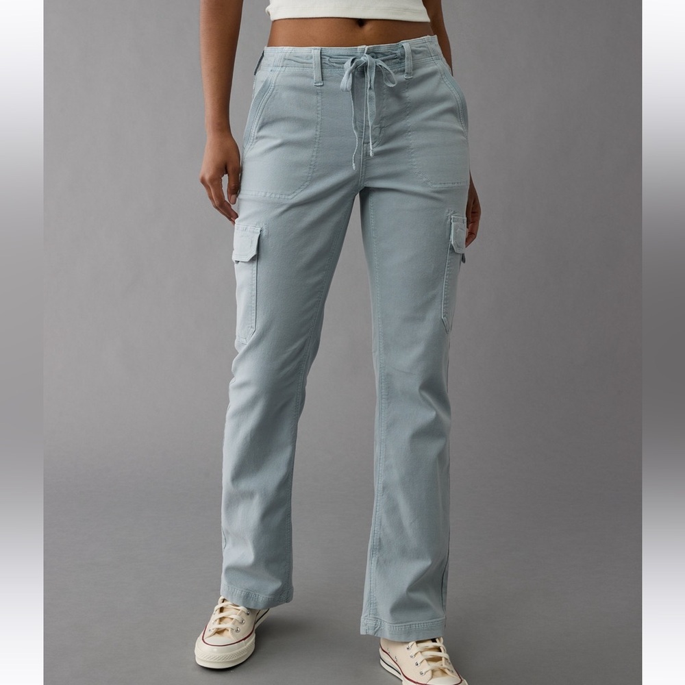 Dark Gray/Black American Eagle Classic Bootcut Cargo Pant *Long